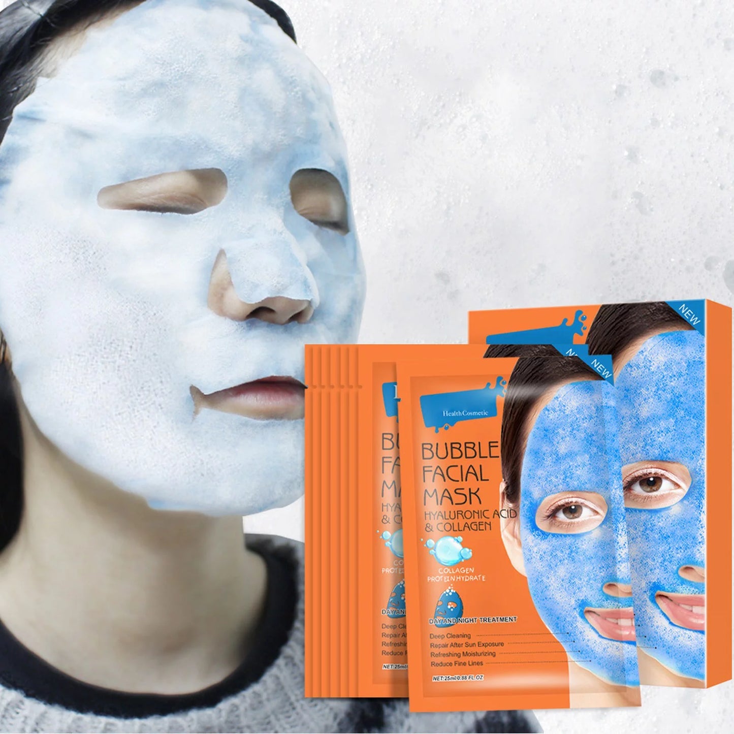 Nighttime Skin Care Routine Set Korean Face Skin Care Collagen Bubble Hydrating Firming Moisturizing Moisturizes Brightens Soothes Revitalizes Nourishes Purifies Skin for All Skin Types 200Ml