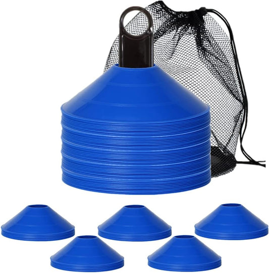 50 Pack Soccer Cones Disc Cone Sets with Holder and Bag for Training,Field Cone Markers Football,Kids,Sports