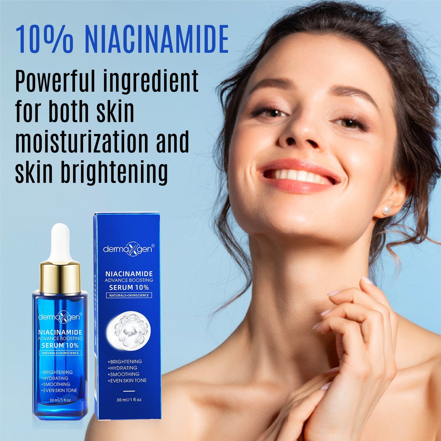 10% Niacinamide Serum for Smooth, Bright & Youthful Skin, Pore Reducer + Uneven Skin Tone Treatment, Treat Dark Spots, Diminishes Acne Prone, Skin Balancing, Restores Elasticity