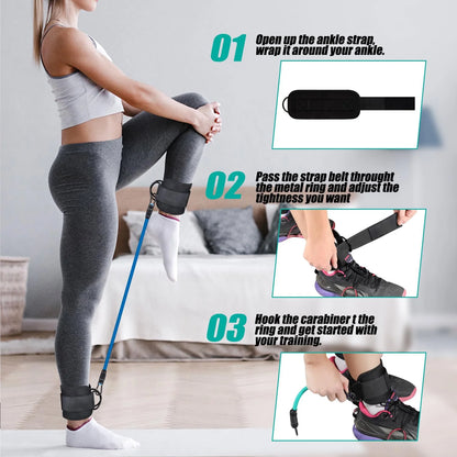 Ankle Resistance Bands Set, Ankle Tube Band with Adjustable, 60LB Three Different Pound Resistance Bands, Recoils and Glutes Workouts, Legs Resistance Bands with Ankle Strap for Women & Men