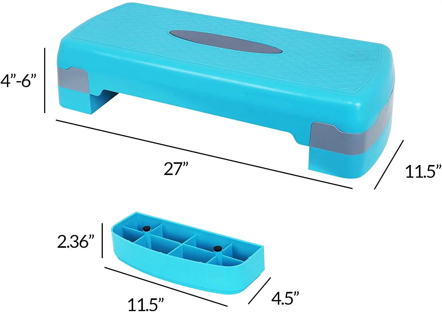 Adjustable Workout Aerobic Stepper Step Platform Trainer, 2 Levels, 4-6 Inches