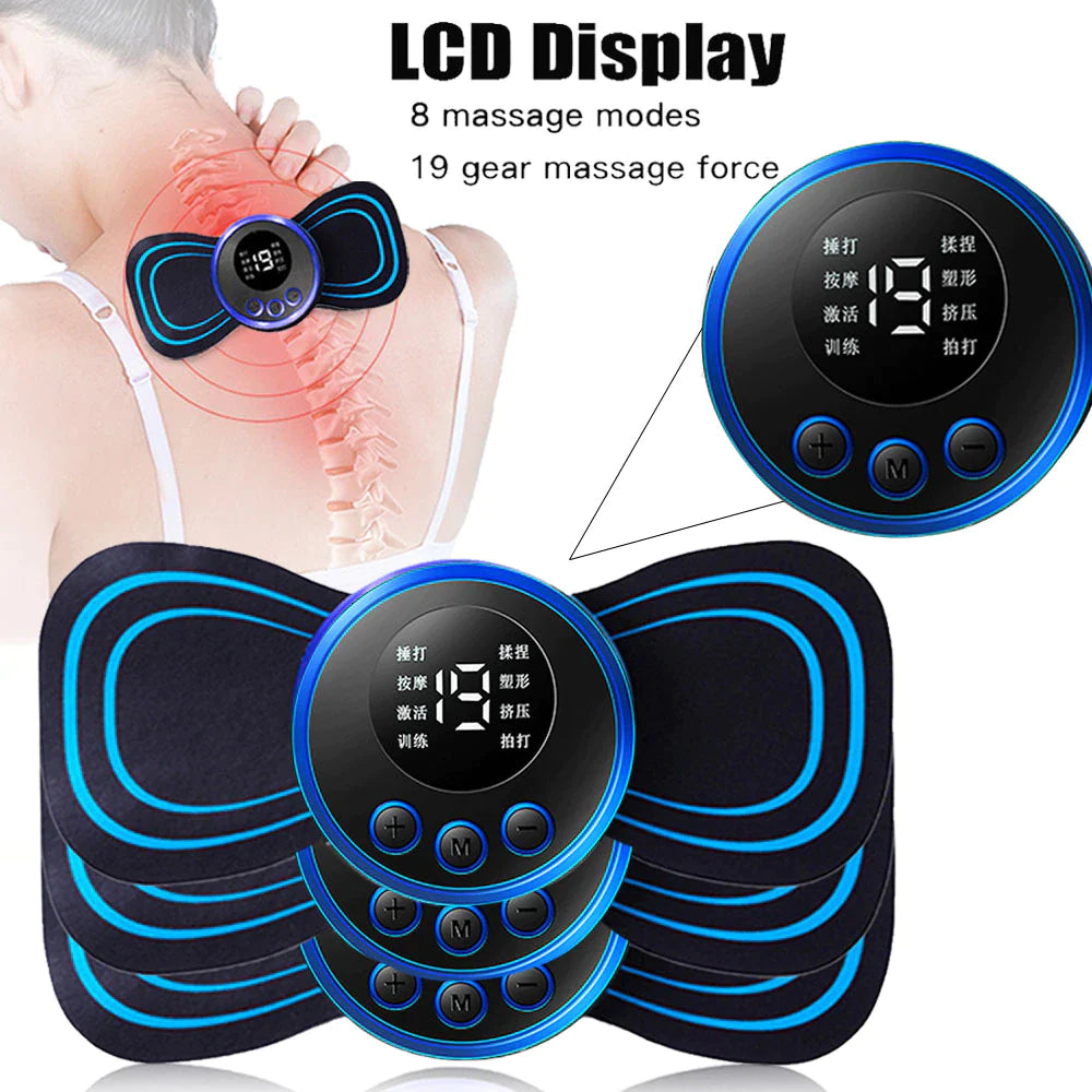 LCD Display EMS Neck Stretcher Electric Massager 8 Mode Cervical Massage Patch Pulse Muscle Stimulator Portable Relief Pain