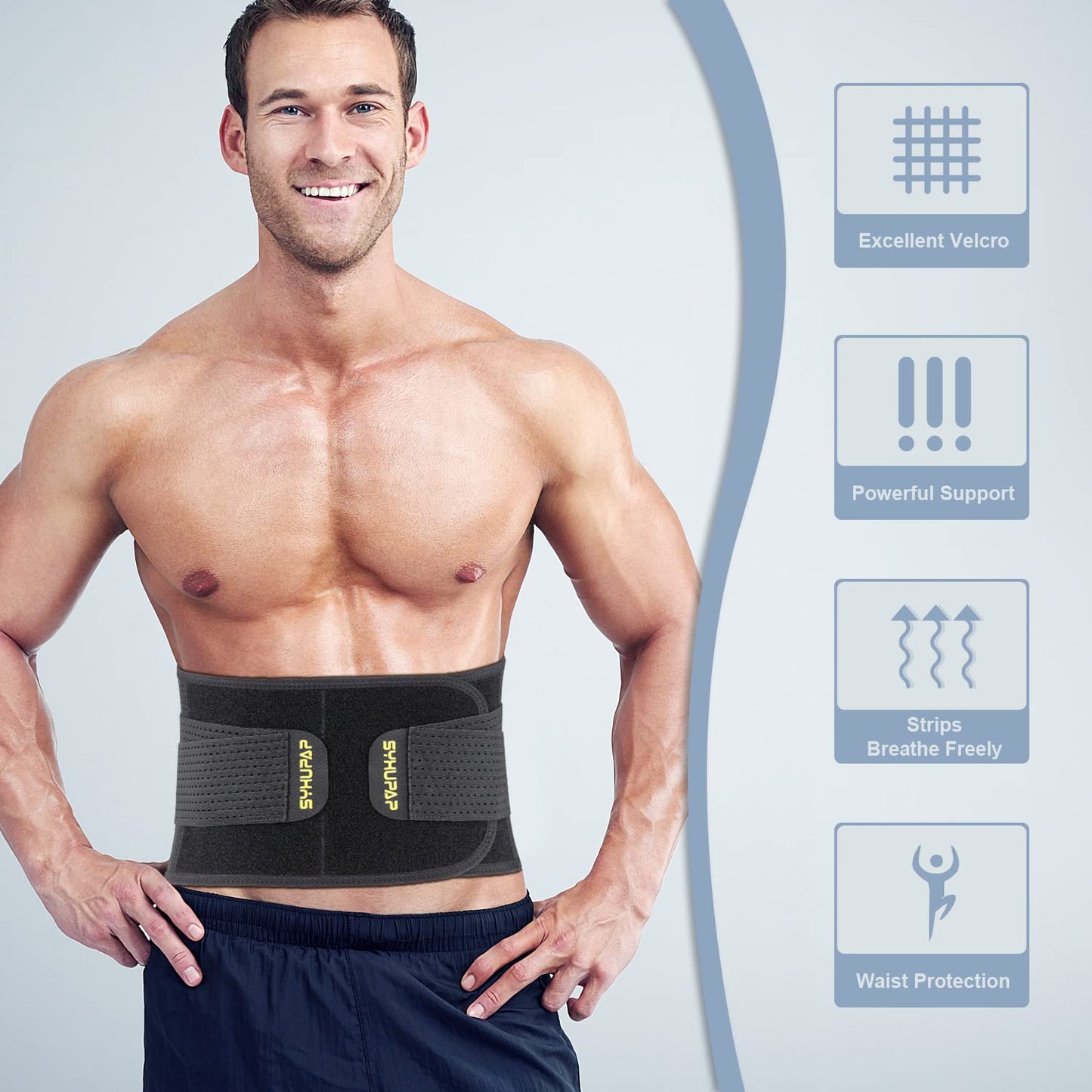 Back Brace for Lower Back Pain, Lumber Suppot Belt for Men and Women, Breatheble Waist Support Belt with Hole Mesh for Hernied Disc, Sciatica, Scoliosis,Length Adjustabe(Black,S)