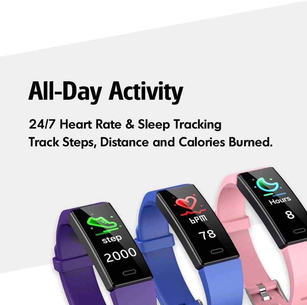 Fitness Tracker with Blood Pressure Heart Rate Sleep Health Monitor for Men and Women, Upgraded Waterproof Activity Tracker Watch, Step Calorie Counter Pedometer Purple