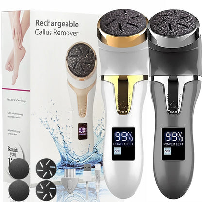 Electric Foot File Rechargeable Waterproof Hard Skin Remover Foot with 3 Rollers Foot Files for Hard Skin and Dead Skin