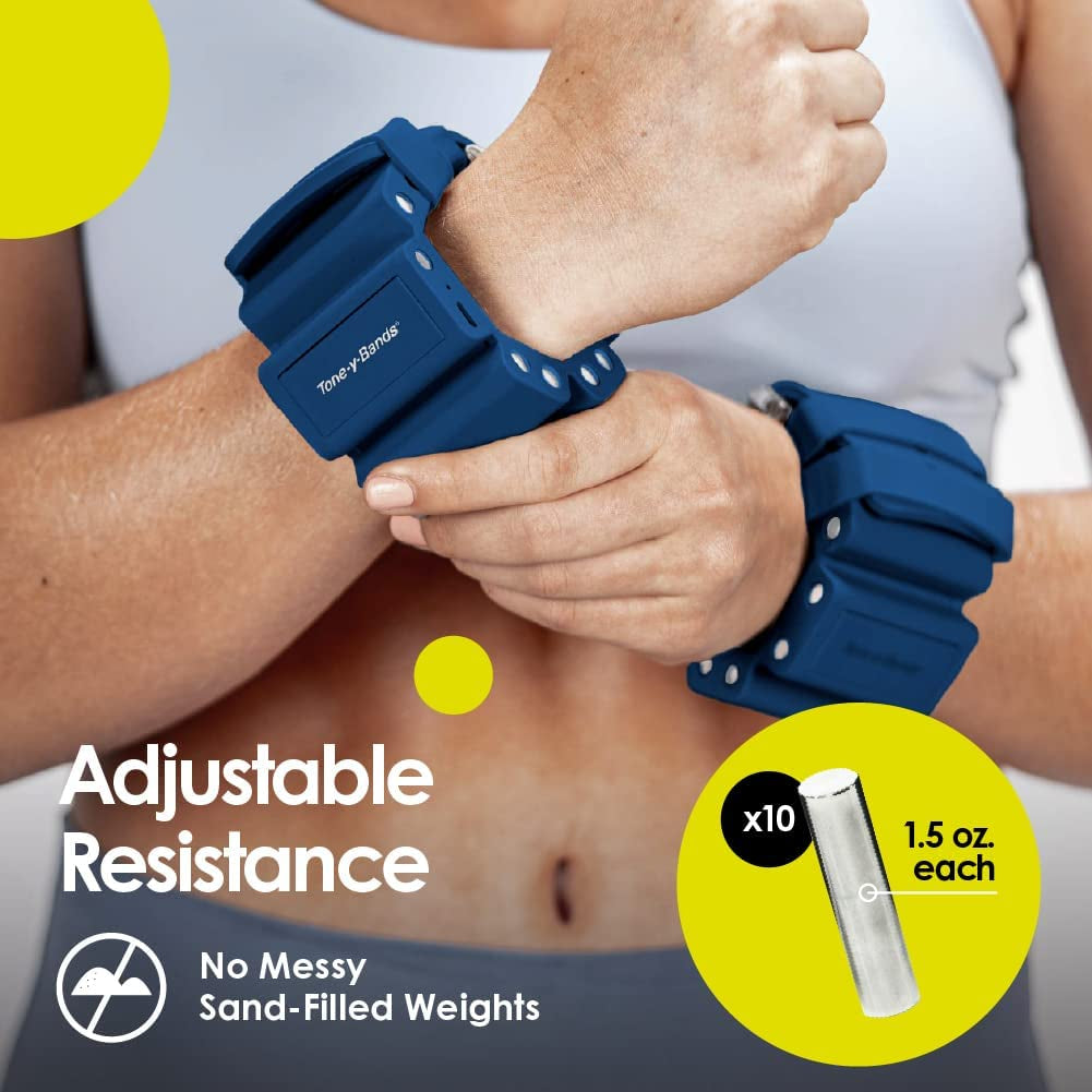 Adjustable 1 LB Wrist Weights Set of 2 Wrist Weights Removable Weighted Pegs Wearable Weights Perfect for Zumba, Dance, Pilates, Walking, Toning, Barre, Yoga, Cardio