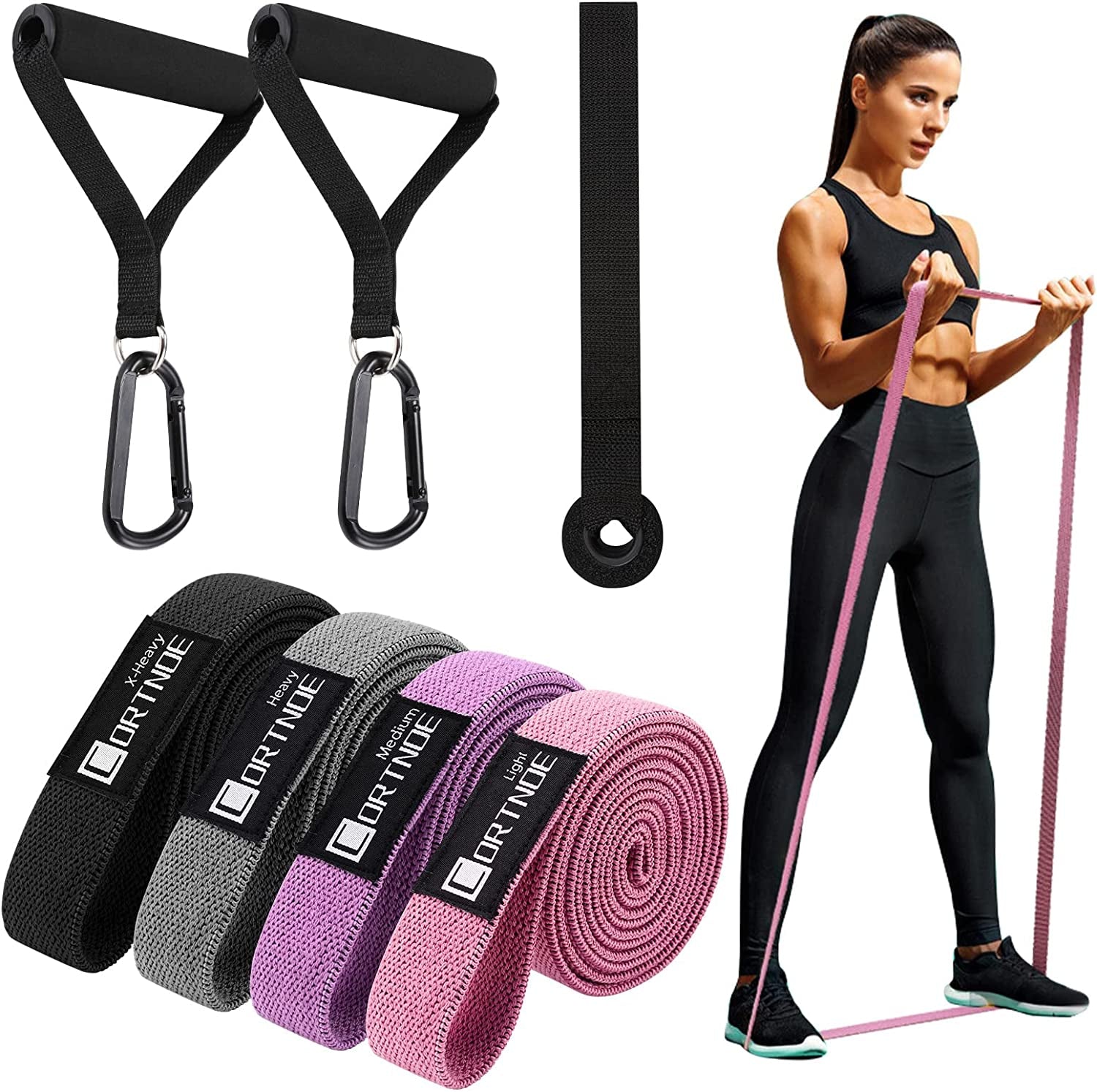 Fabric Long Resistance Bands - Pull up Bands Pull up Assistance Bands Long Workout Bands with Handles, Exercise Bands for Working Out