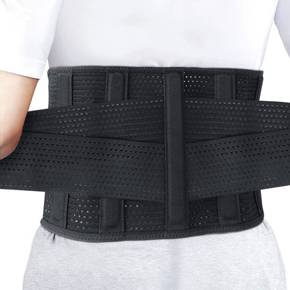 Back Brace for Lower Back Pain, Lumber Suppot Belt for Men and Women, Breatheble Waist Support Belt with Hole Mesh for Hernied Disc, Sciatica, Scoliosis,Length Adjustabe(Black,S)