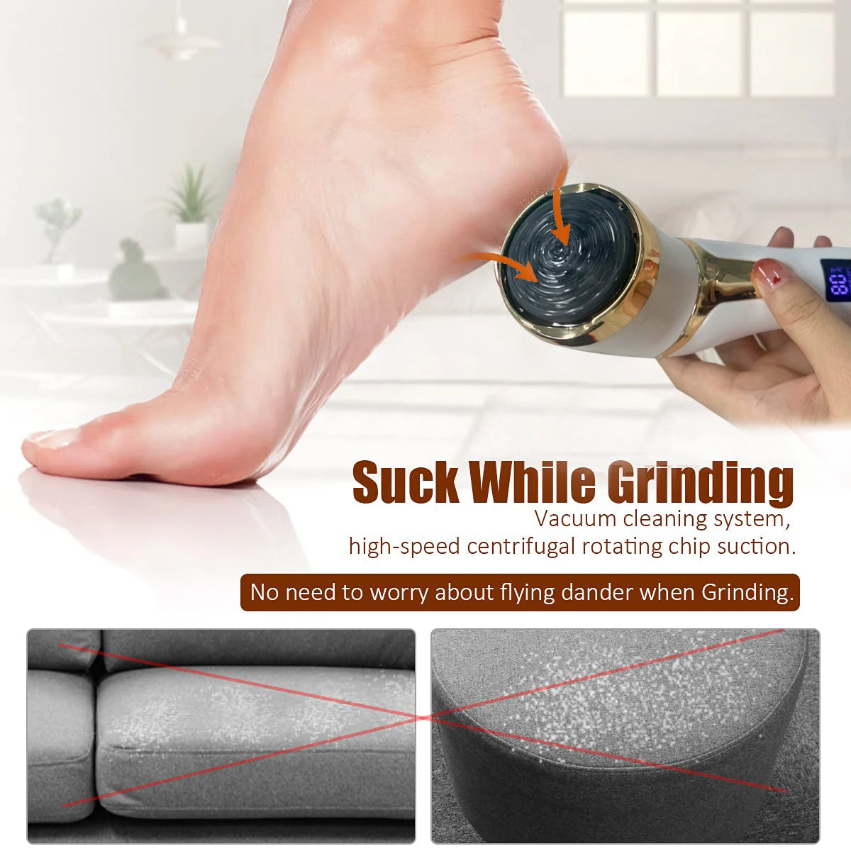 Electric Foot File Rechargeable Waterproof Hard Skin Remover Foot with 3 Rollers Foot Files for Hard Skin and Dead Skin