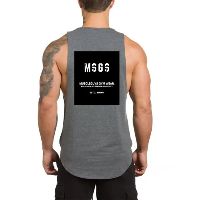 Brand Gym Clothing Mens Fitness Singlet Cotton Bodybuilding Stringer Tank Top Men Sleeveless Shirt Muscle Guys Vest Male