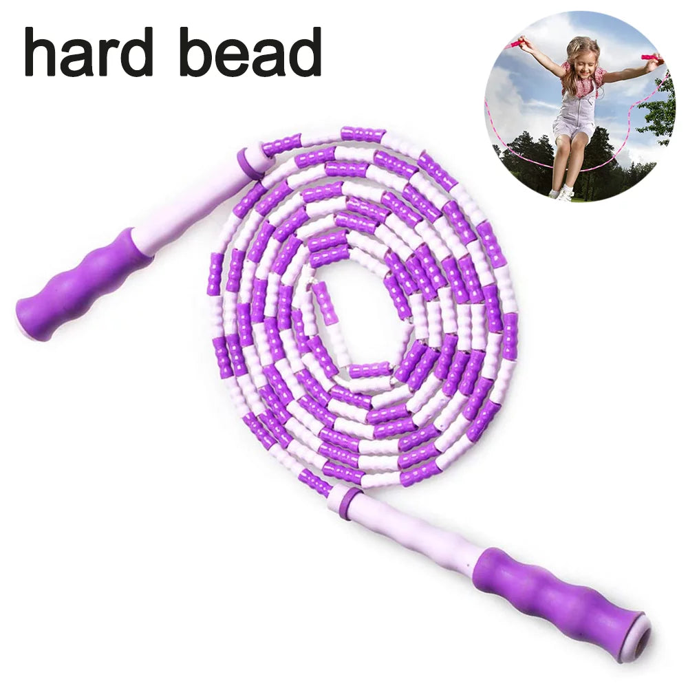 Long Jump Rope, Jump Rope, Soft Beaded Skipping Rope for Kids Adults, Plastic Segmented Jump Rope，Purple，Hard Beads,Purple,Hard Beads,F37467