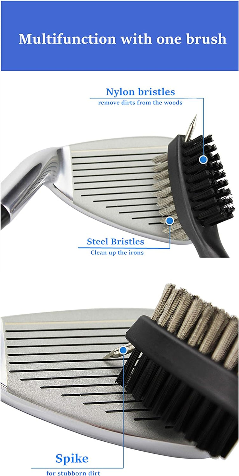 Golf Towel for Golf Bags with Clip Microfiber Waffle Pattern Golf Club Cleaner Brush Golf Gifts 2 Black Towel with Brush Golf Set