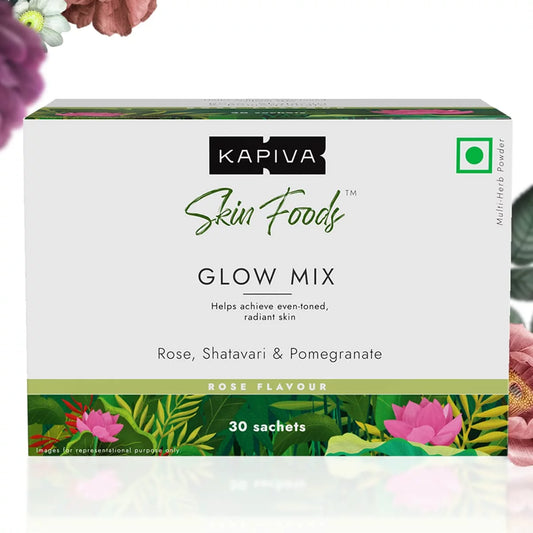 Skin Foods Glow Mix | Ayurvedic Skin Supplement, Collagen Powder | Skincare for Glowing & Healthy Skin (30 Sachets)