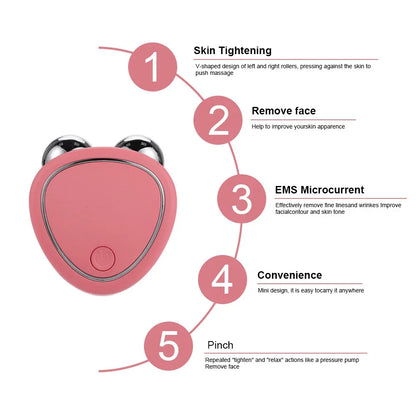 Facial Electric Face Lifting Roller Massager Microcurrent EMS Face Skin Tightening Rejuvenation Face Massage Skin Beauty Care