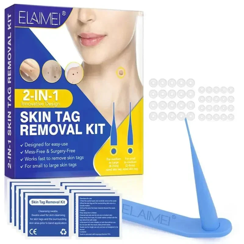 2 in 1 Painless Skin Tag Removal Kit Easy Home Use Mole Wart Remover Equipment Micro Skin Treatment Tool Beauty Skin Care Tool