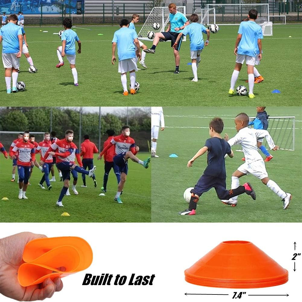 50 Pack Soccer Cones Disc Cone Sets with Holder and Bag for Training,Field Cone Markers Football,Kids,Sports