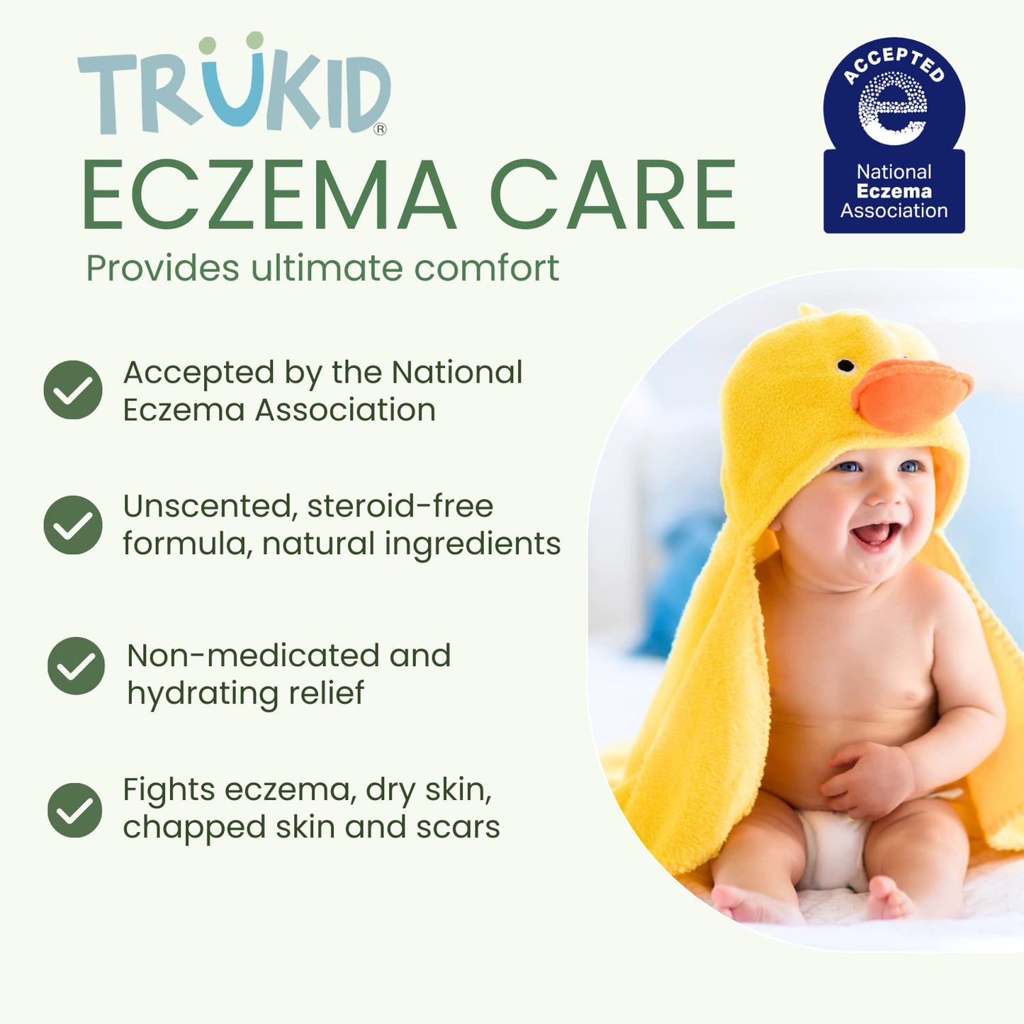 Soothing Skin Eczema Cream for Babies & Children, Nea-Accepted for Eczema, Safe for Sensitive Skin, All Natural Ingredients, Unscented, Hydrates & Moisturizes Irritated & Itchy Skin, 3.4Oz