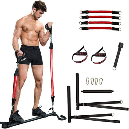 Pilates Bar Set with Resistance Bands Portable Home Training Exercise Equipment Gym Full Body Workout for Men Women