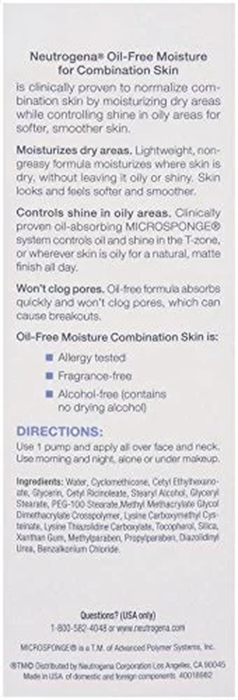 Combi Skin Moisture for Moisturize Dry Skin and Control Shine in Oily Areas (Dry Skin) 118 Milliliters