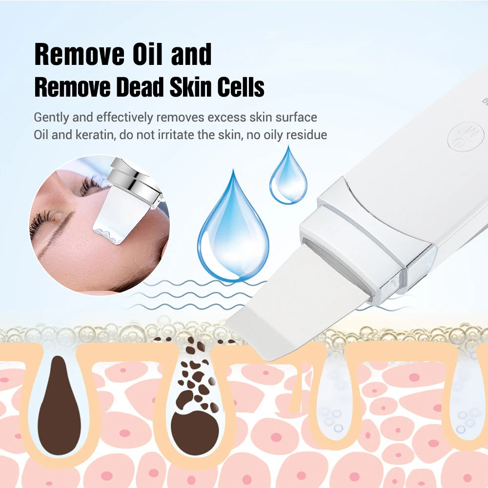 Ultrasonic Skin Scrubber Pores Blackhead Remover Facial Cleaning Skin Care Spatula Peeling Shovel Lifting Machine Facial Scrub