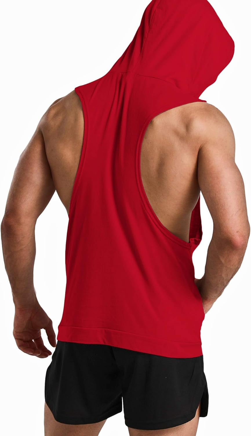 Men'S 2 Pack Workout Muscle Printed Tank Tops Gym Fitness Sleeveless Hoodie Black & Red S