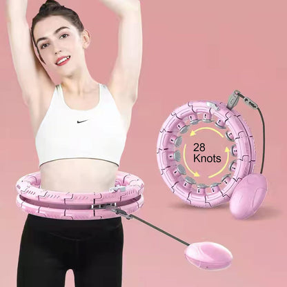 Smart Weighted Hula Exercise Hoop: 28 Knots Hula Fitness Hoop 2 in 1 Abdomen Fitness Massage Suitable for Adults & Kids