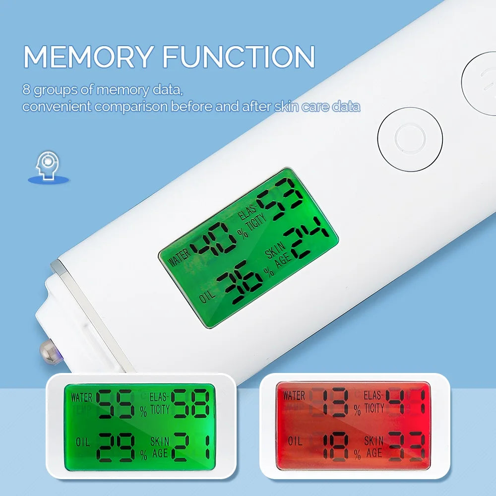 Skin Tester Face Skin Moisture&Oil Content Skin Analyzer Skin Water Cheek Elastic Skin Age Test Meter Fluorescent Agent Detector